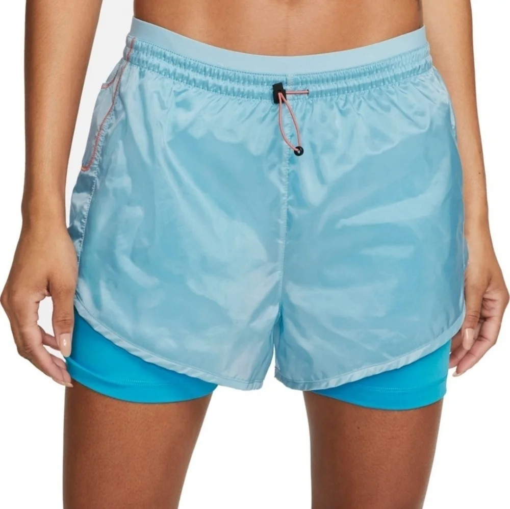 Nike Women's Icon Clash Tempo Luxe Mid-Rise Running Shorts Adjustable Drawstring